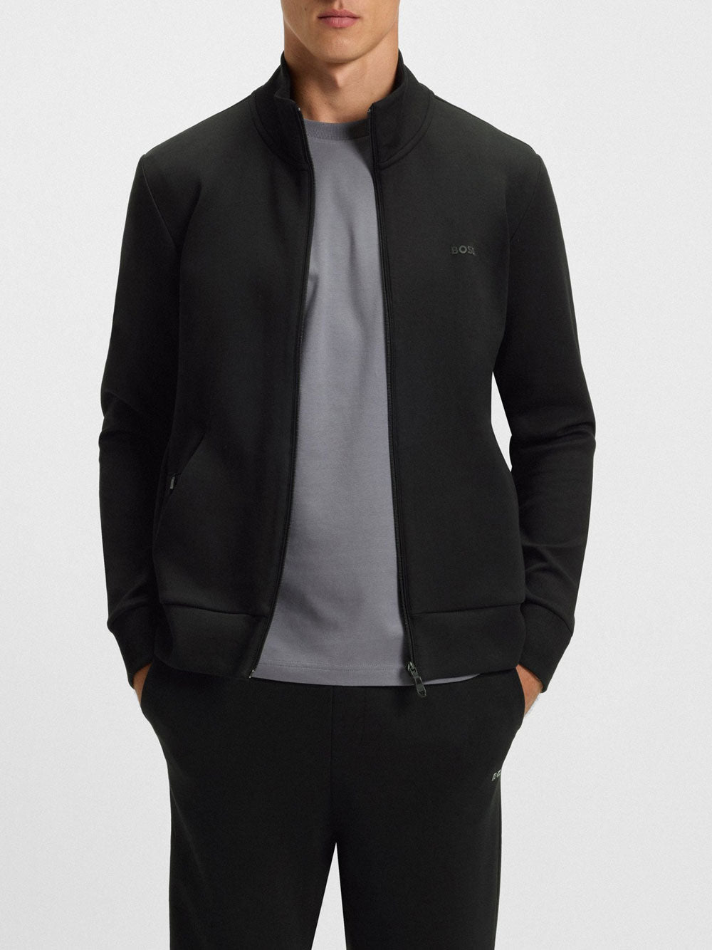 Felpa Zip Hugo Boss da Uomo - Nero