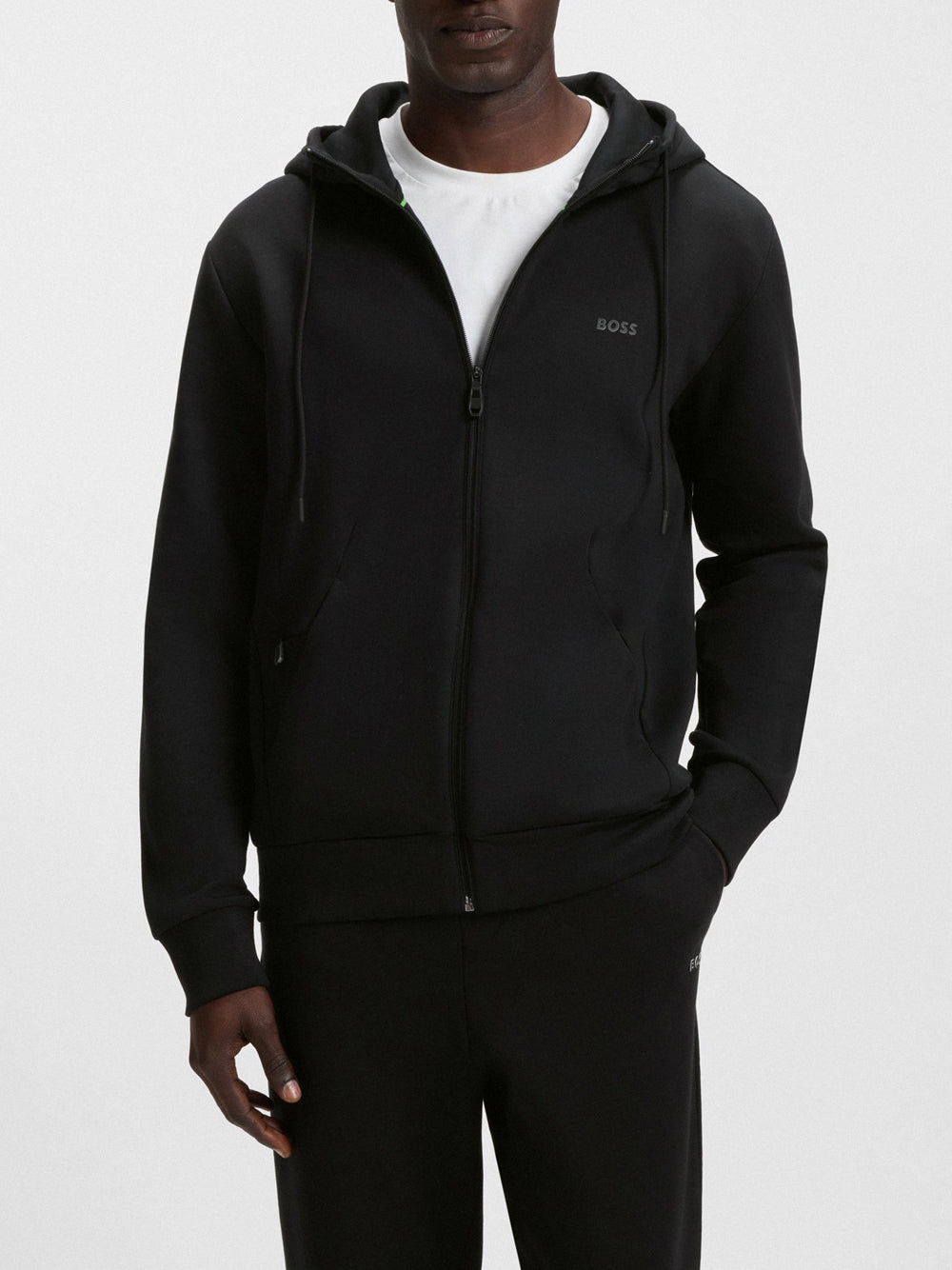 Felpa Zip Hugo Boss Saggy da Uomo - Nero