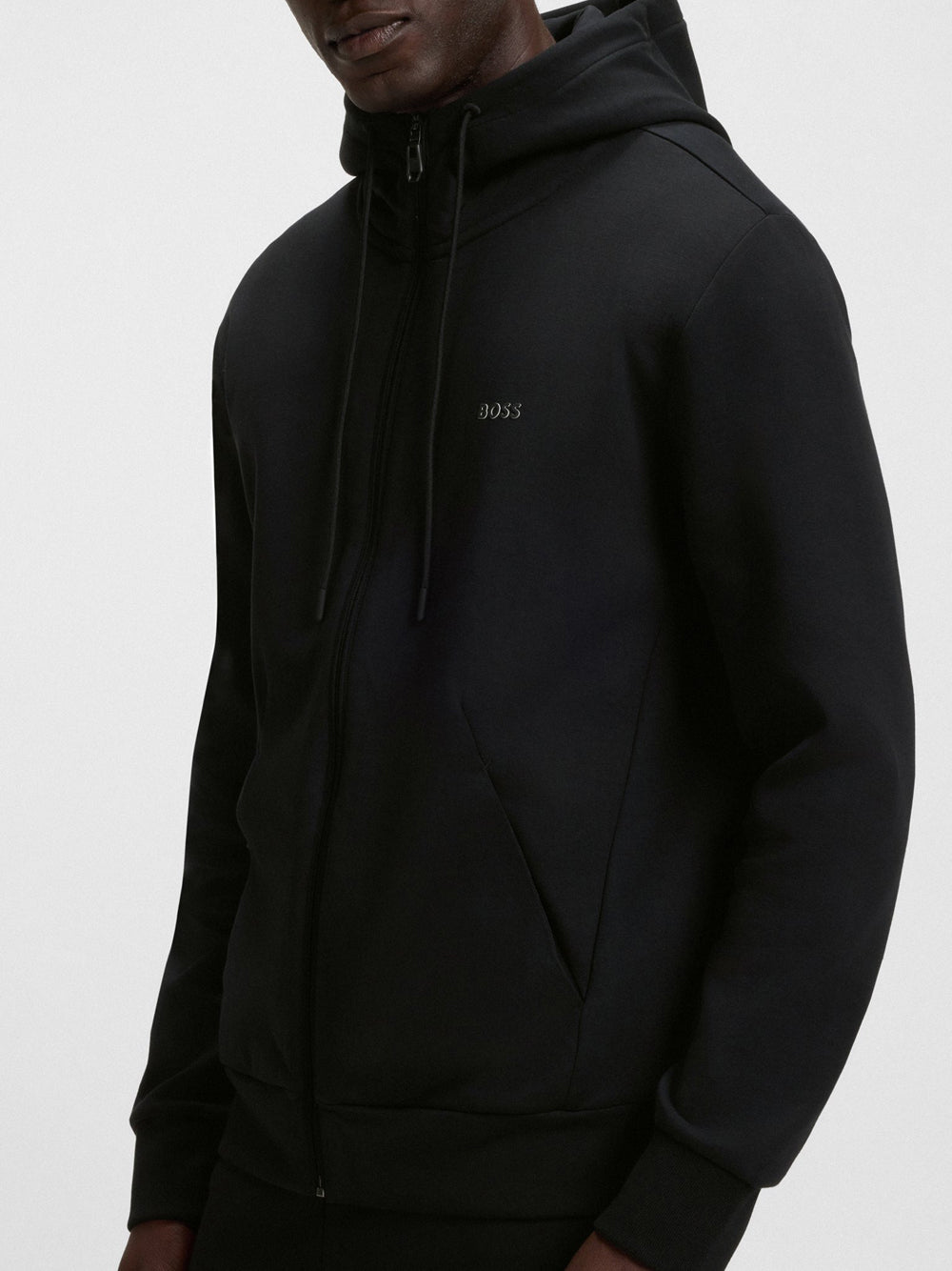 Felpa Zip Hugo Boss Saggy da Uomo - Nero