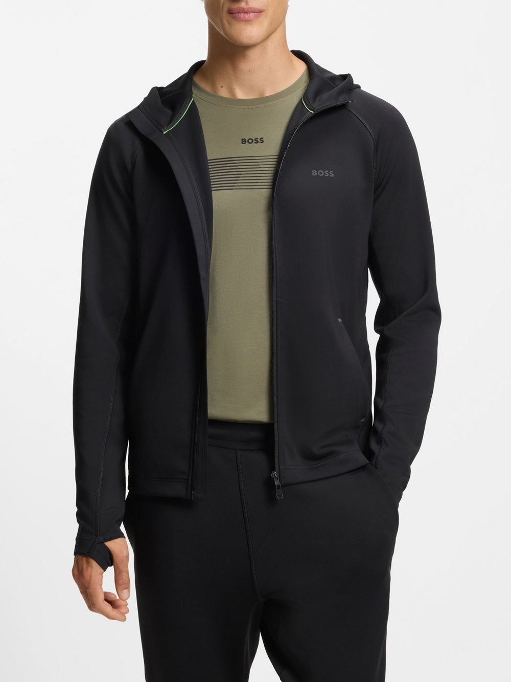 Felpa Zip Hugo Boss Sicon Active da Uomo - Nero