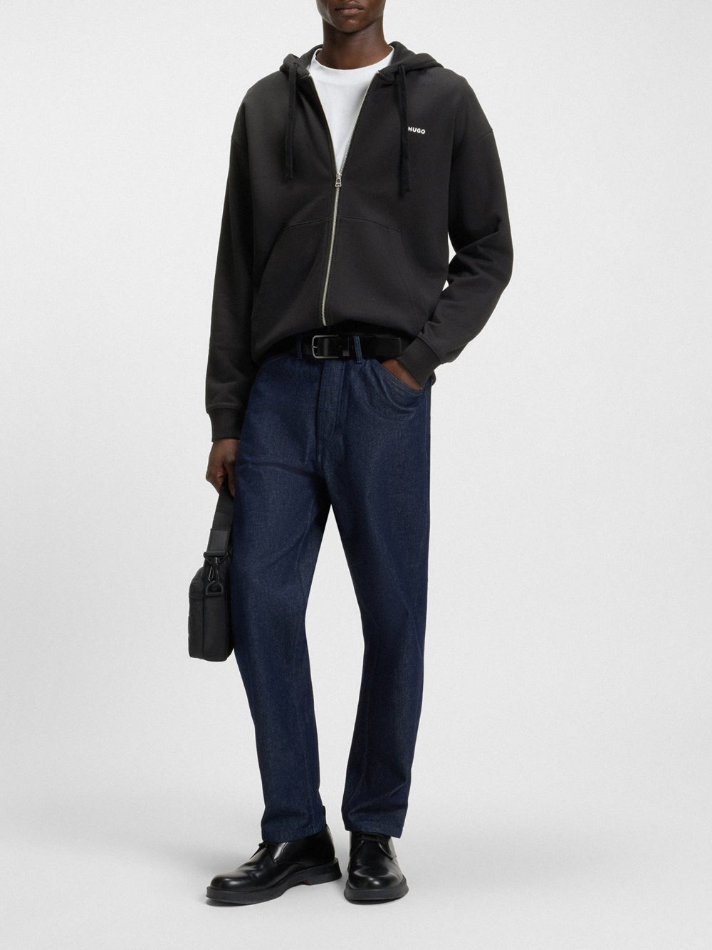 Felpa Zip Hugo Boss Dapozip da Uomo - Nero