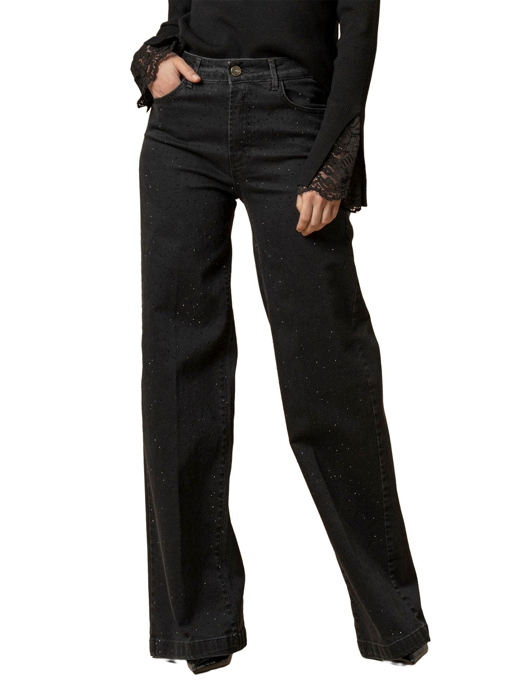 Jeans a Palazzo Kocca Donvina da Donna - Nero