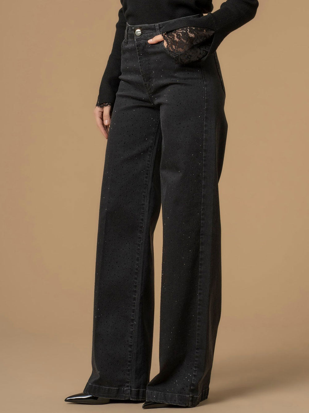 Jeans a Palazzo Kocca Donvina da Donna - Nero