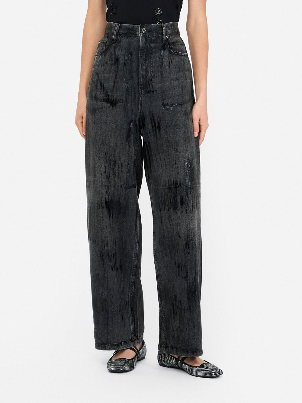 Jeans Wide Liu Jo da Donna - Nero