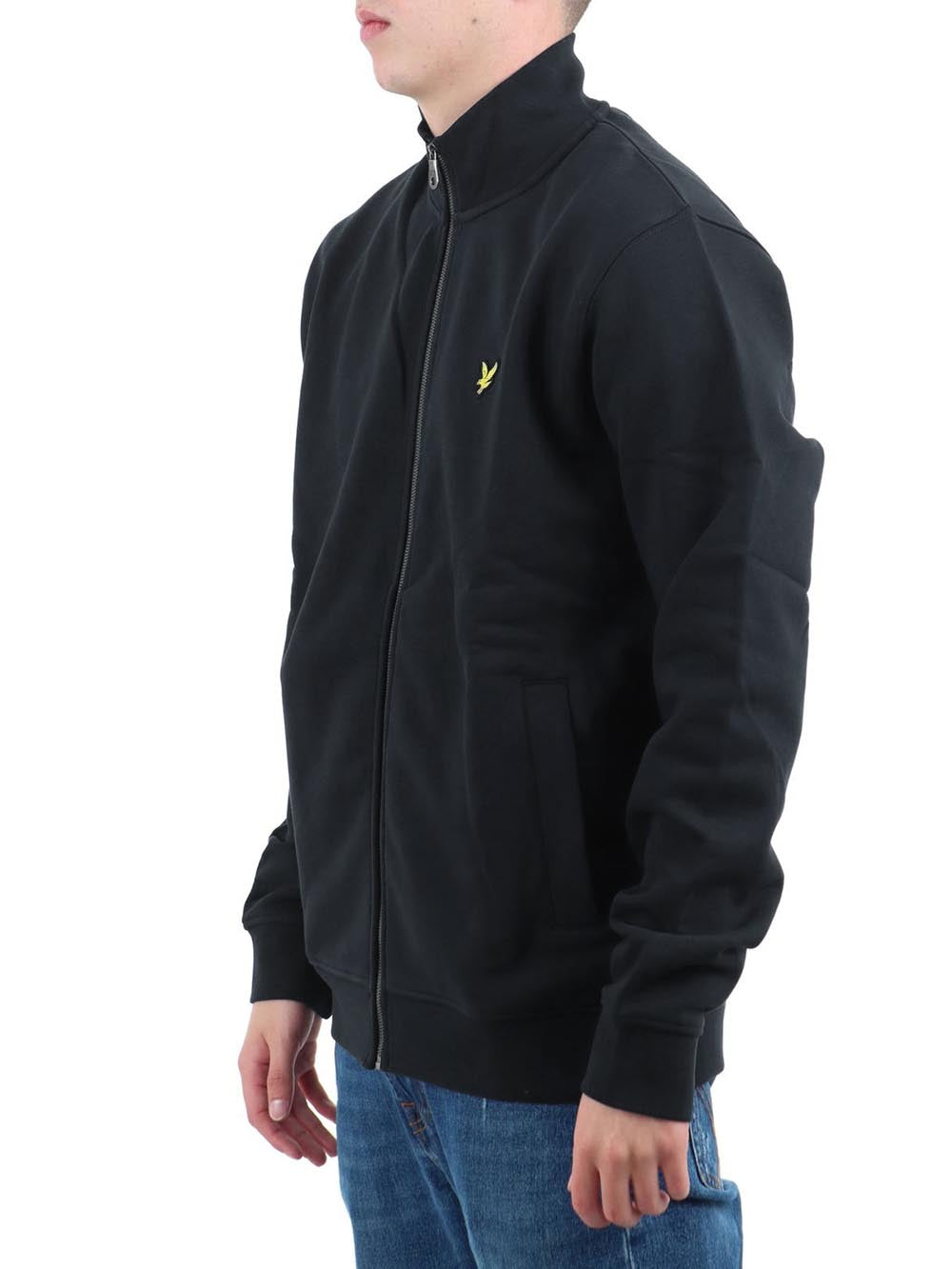 Lyle & Scott Felpa Zip Brushback Full Zip Uomo Mod. ML2148V Z865 Jet Black Nero