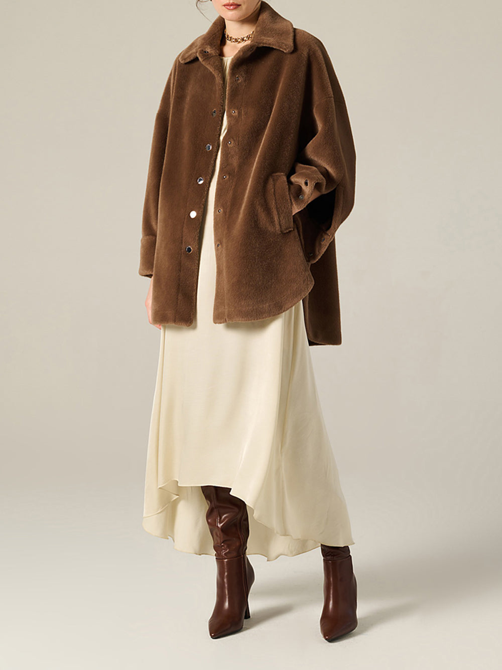 Cappotto Manila Grace Eco Pelliccia da Donna - Marrone