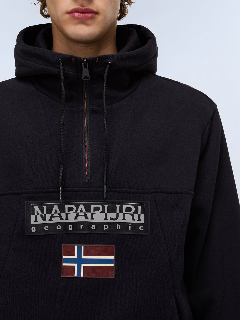 Felpa Cappuccio Napapijri Burgee da Uomo - Nero