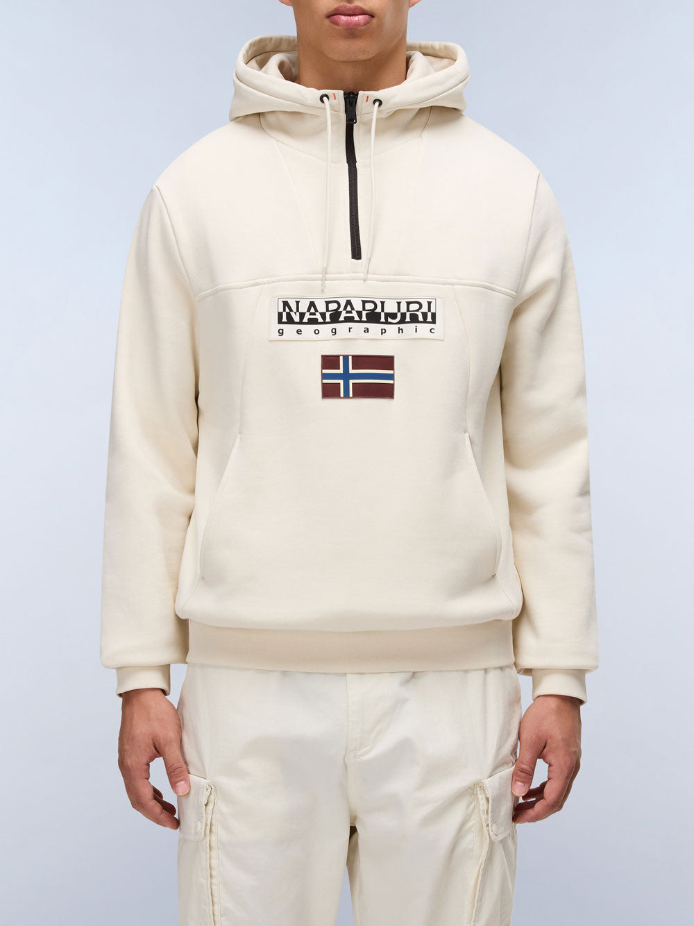 Felpa Cappuccio Napapijri Burgee da Uomo - Avorio