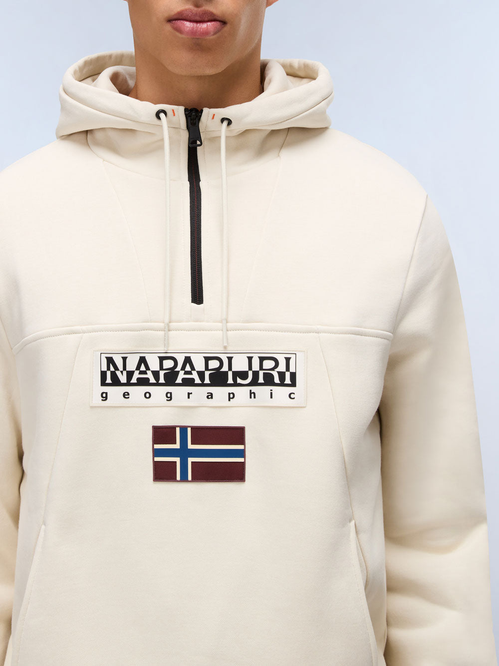 Felpa Cappuccio Napapijri Burgee da Uomo - Avorio