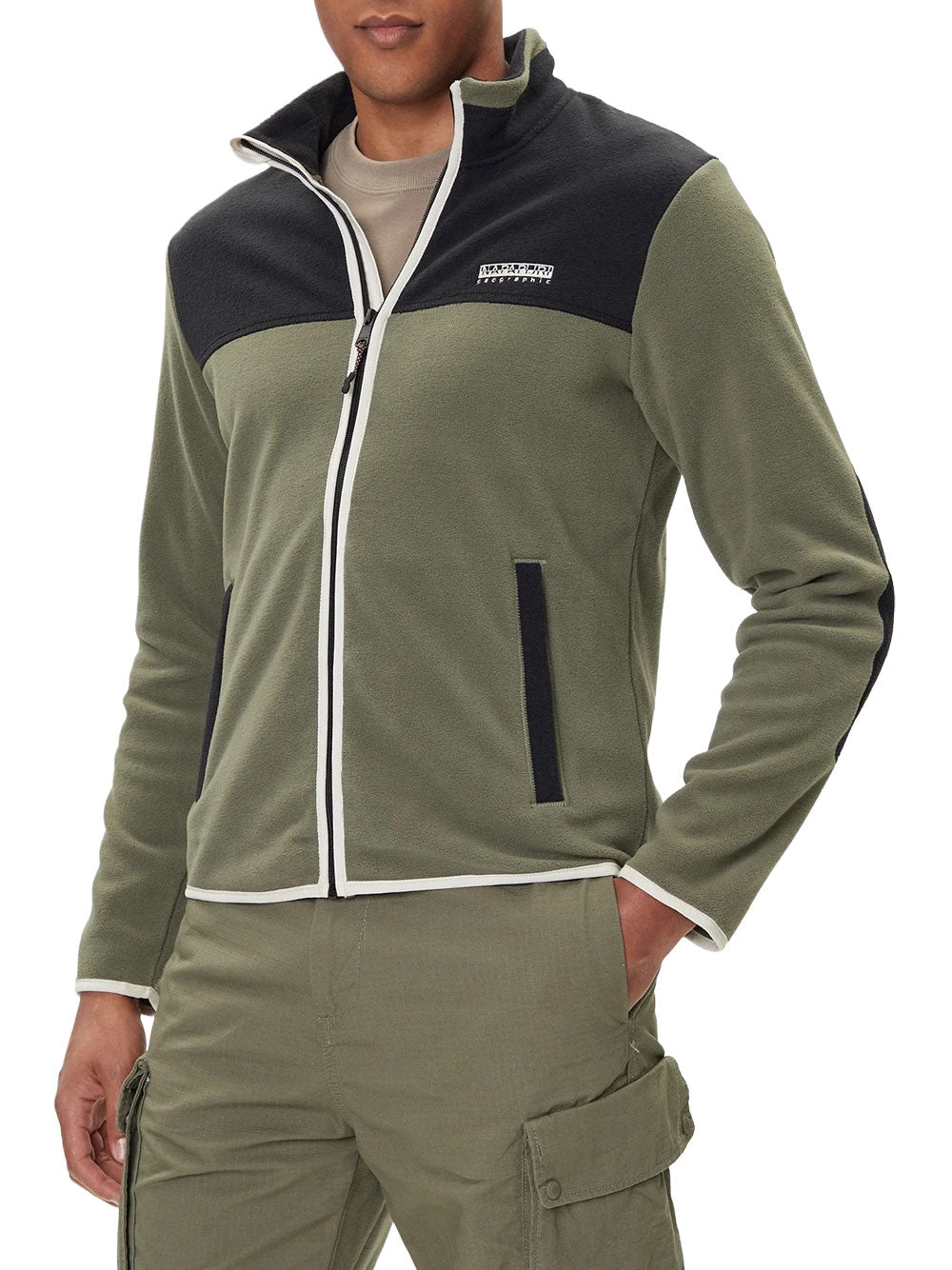 Felpa Zip Napapijri Dergana da Uomo - Verde