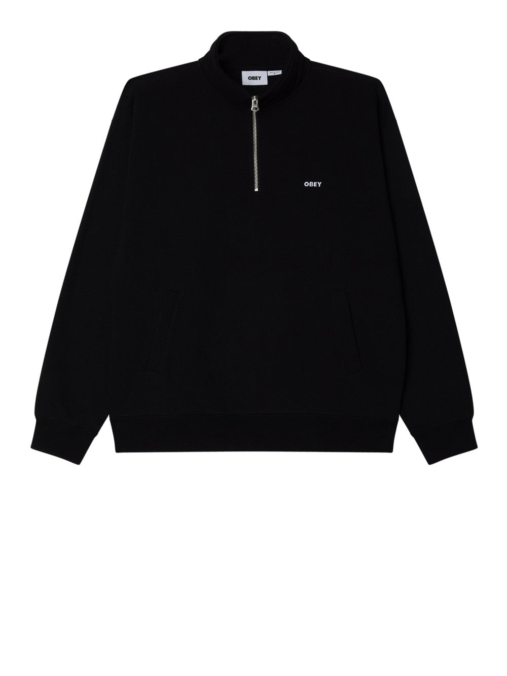 Felpa Zip Obey Established Works Bold Mockneck da Uomo - Nero
