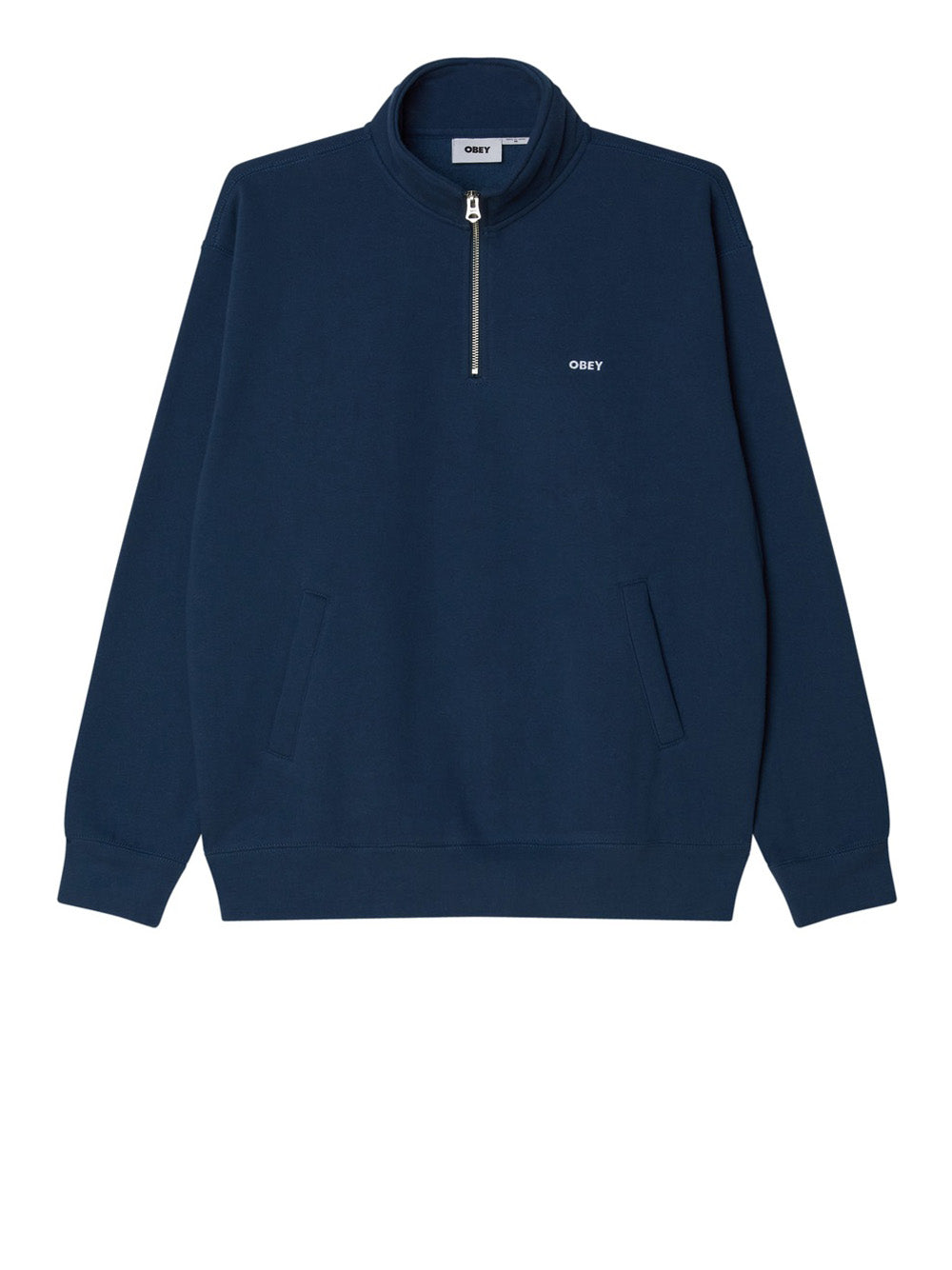 Felpa Zip Obey Established Works Bold Mockneck da Uomo - Blu