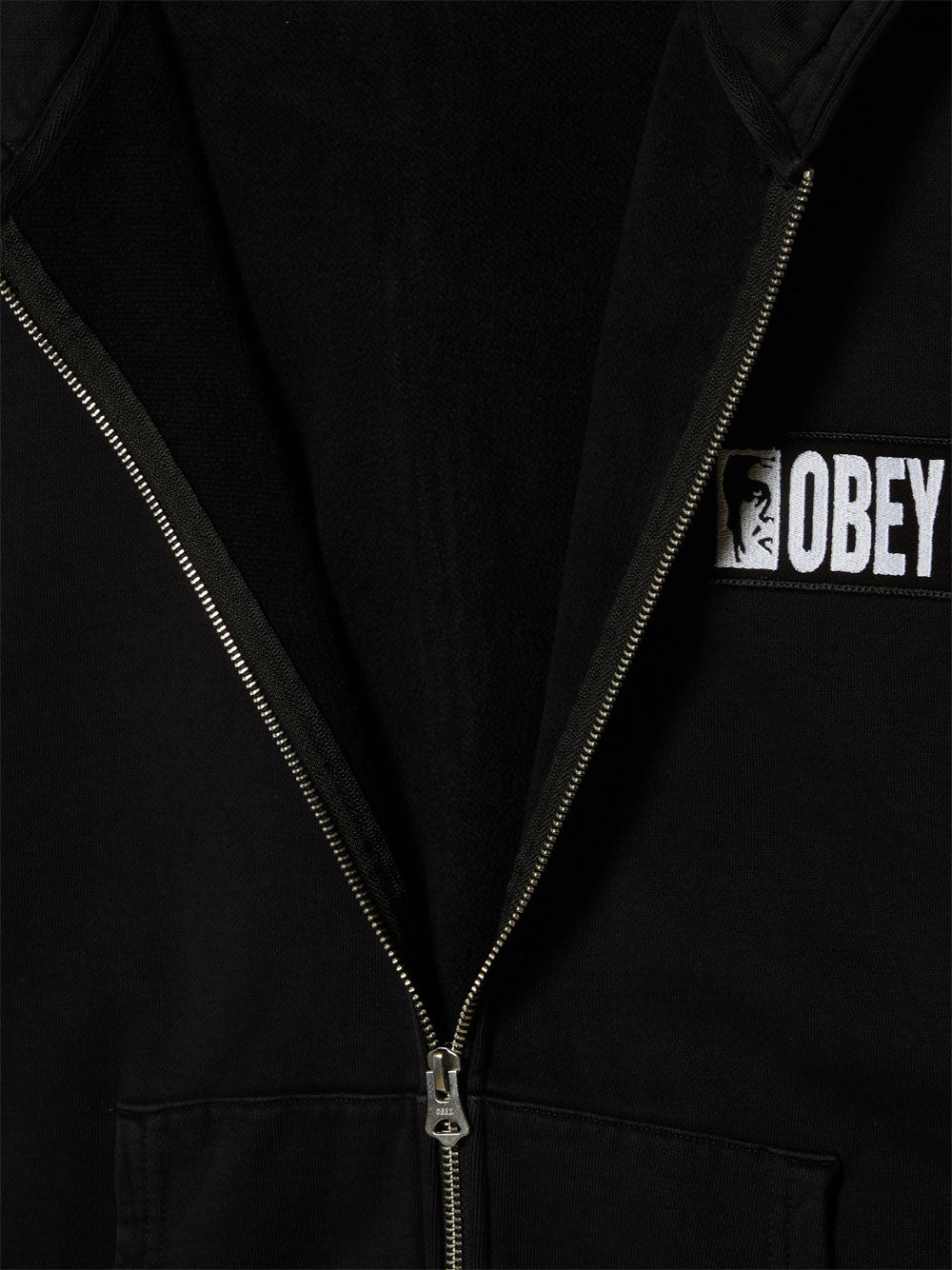 Felpa Zip Obey Margin Faded da Uomo - Nero