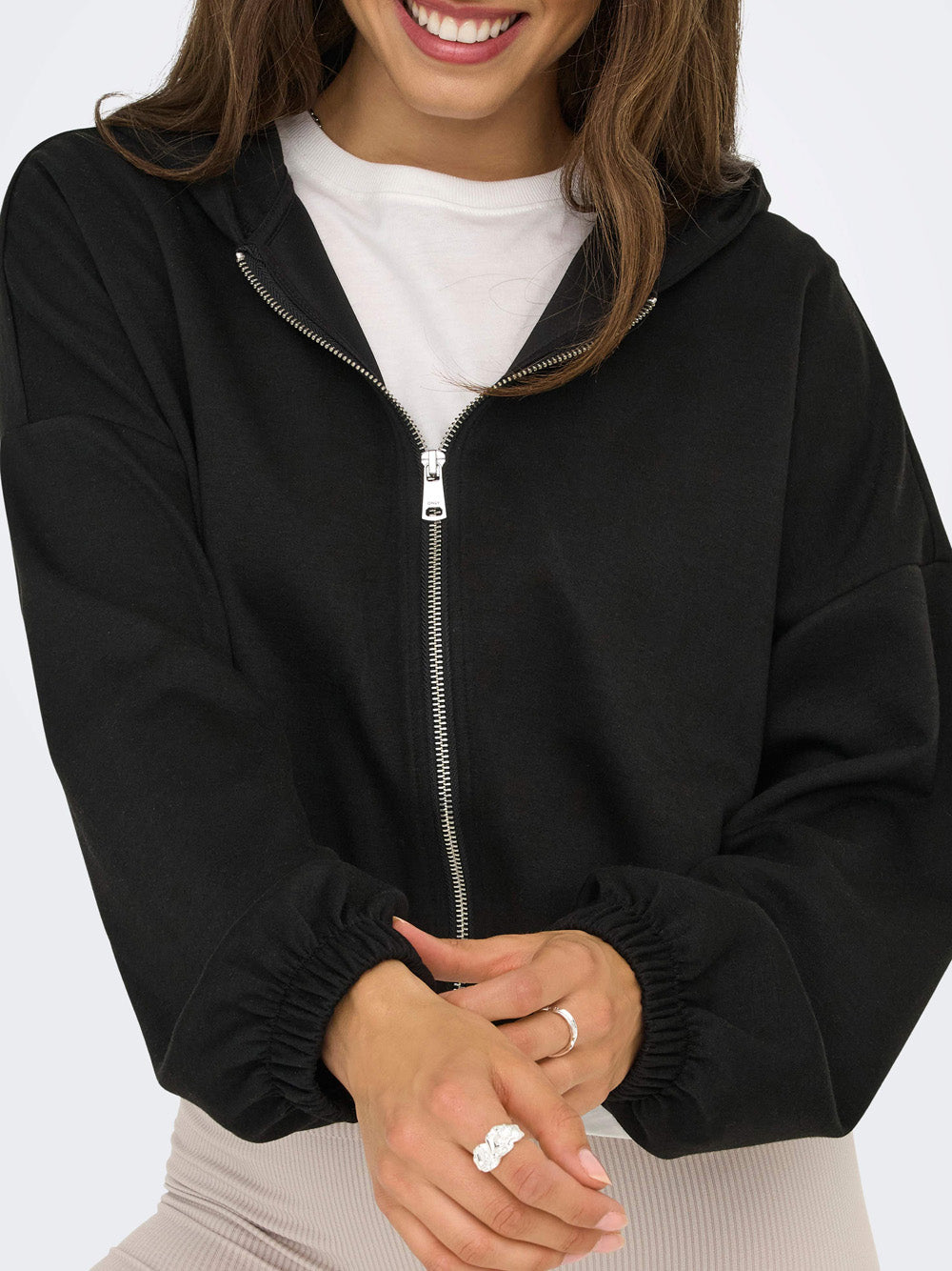 Felpa Zip Only da Donna - Nero