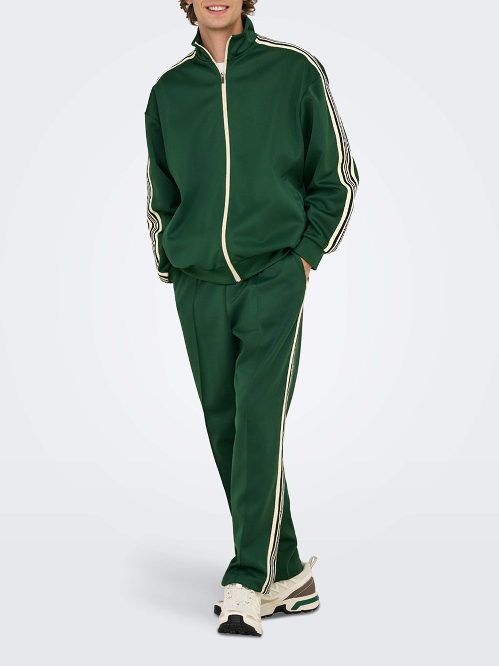 Felpa Zip Only e Sons da Uomo - Verde