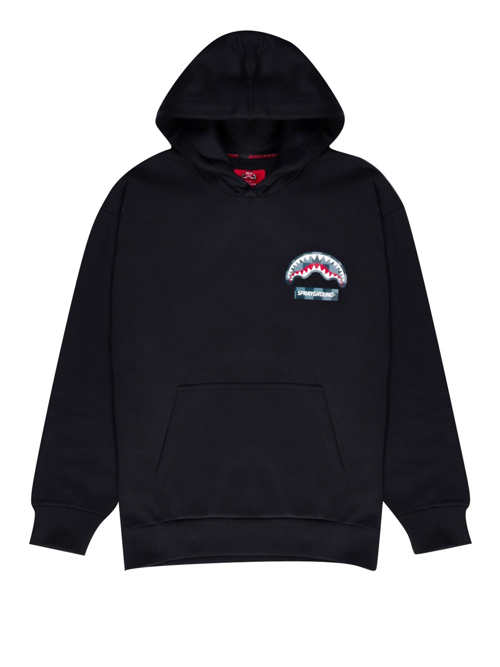 Felpa Cappuccio Sprayground Checkered Shark da Uomo - Nero