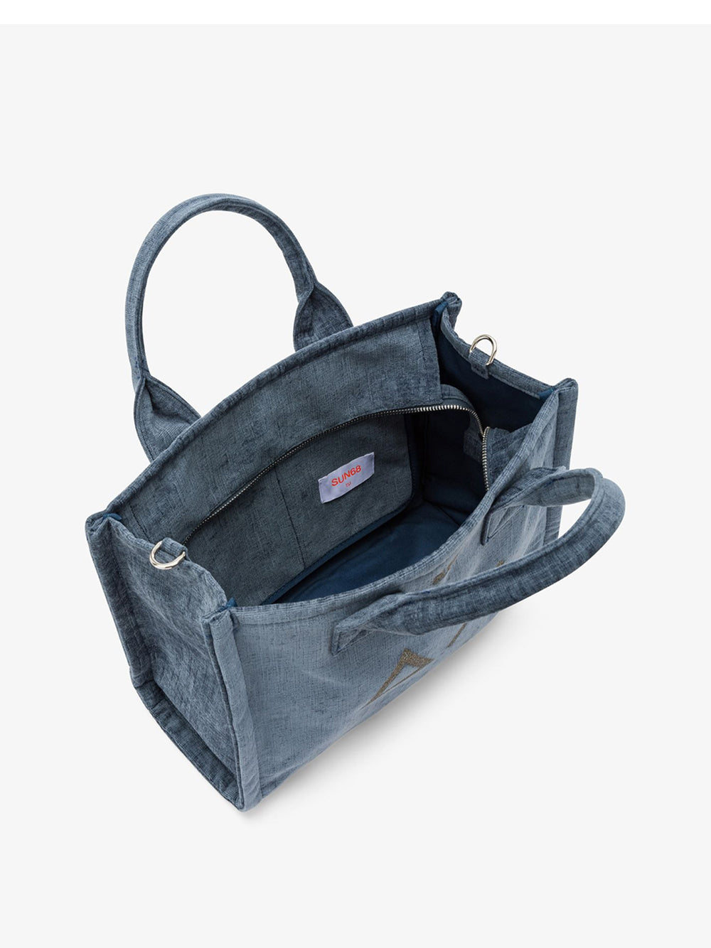 Borsa a Mano Sun68 Cali Midi Velvet da Donna - Blu