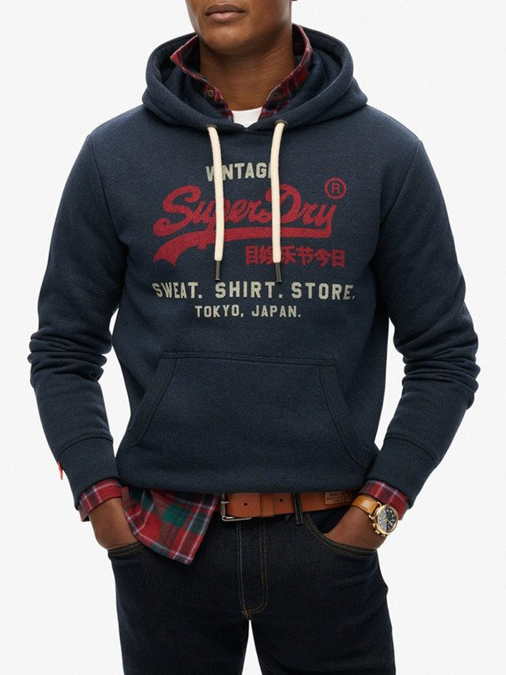 Felpa Cappuccio Superdry da Uomo - Blu