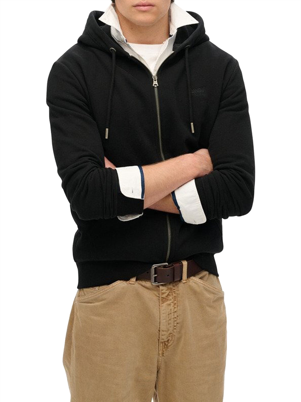 Felpa Zip Superdry Essential Logo da Uomo - Nero