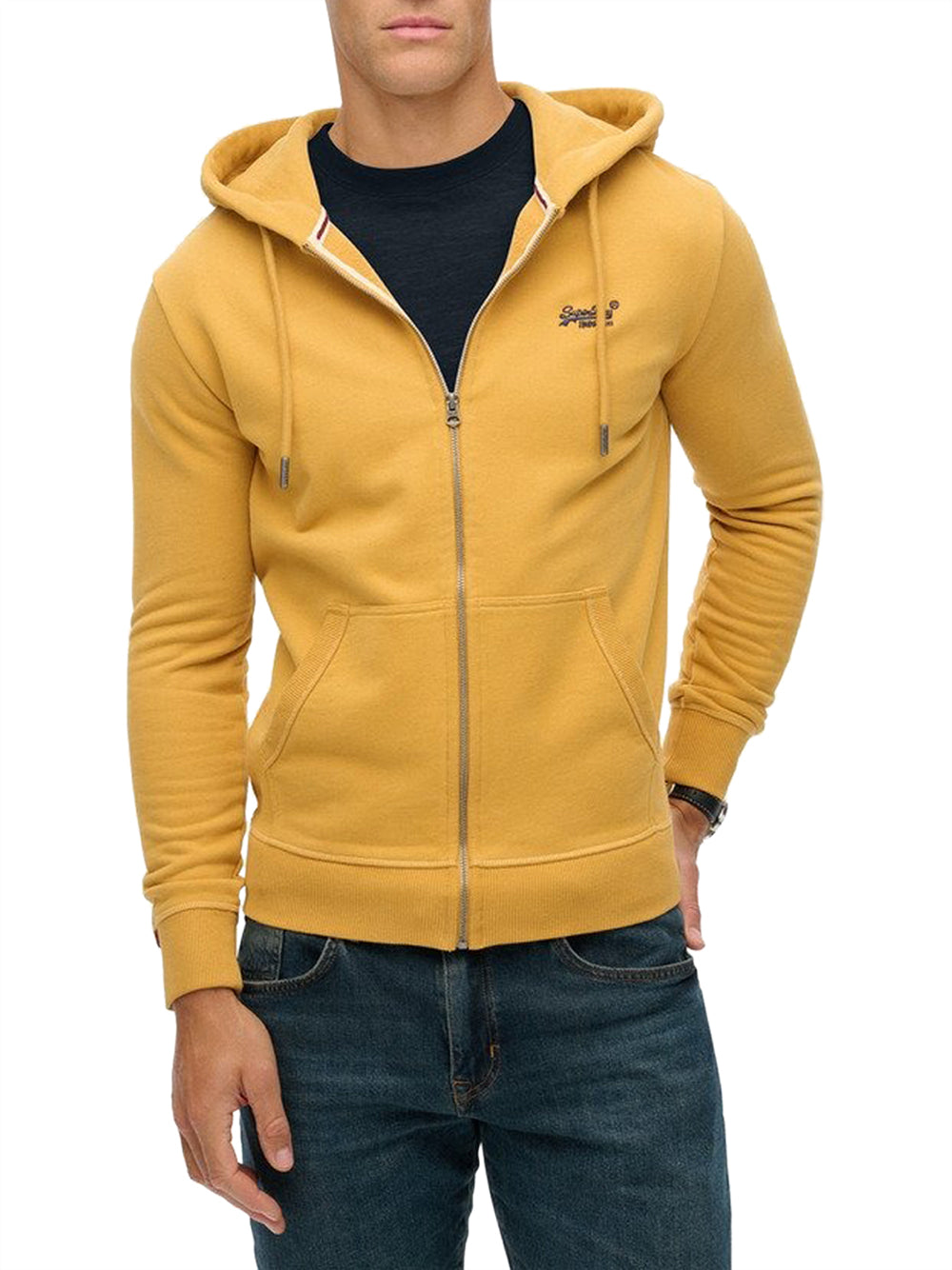 Felpa Zip Superdry Essential Logo da Uomo - Giallo