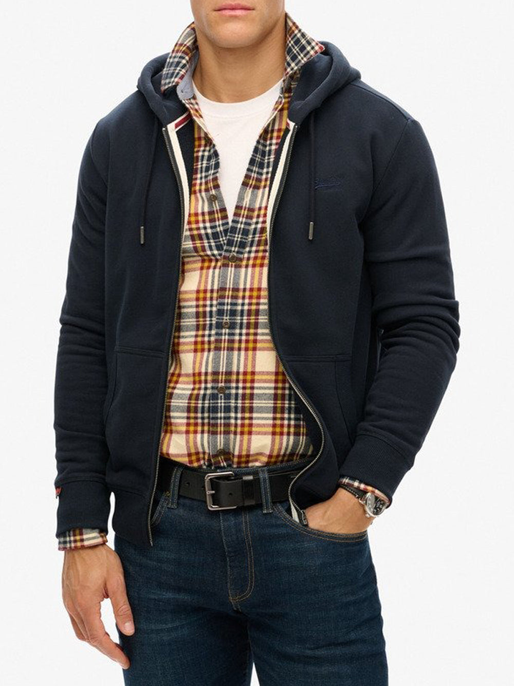 Felpa Zip Superdry Essential Logo da Uomo - Blu