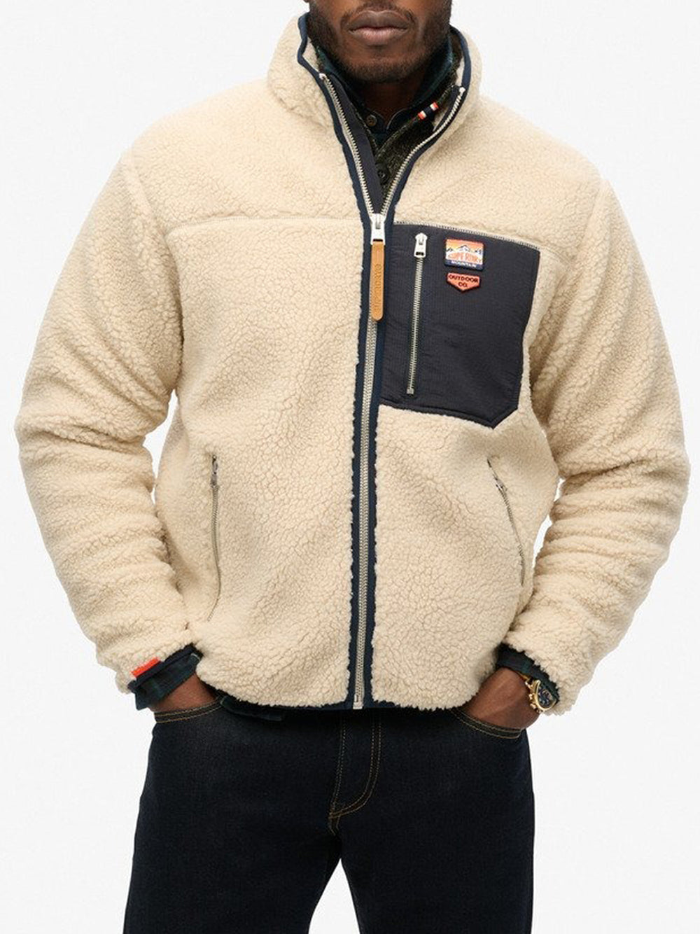 Felpa Zip Superdry Vintage Retro da Uomo - Beige