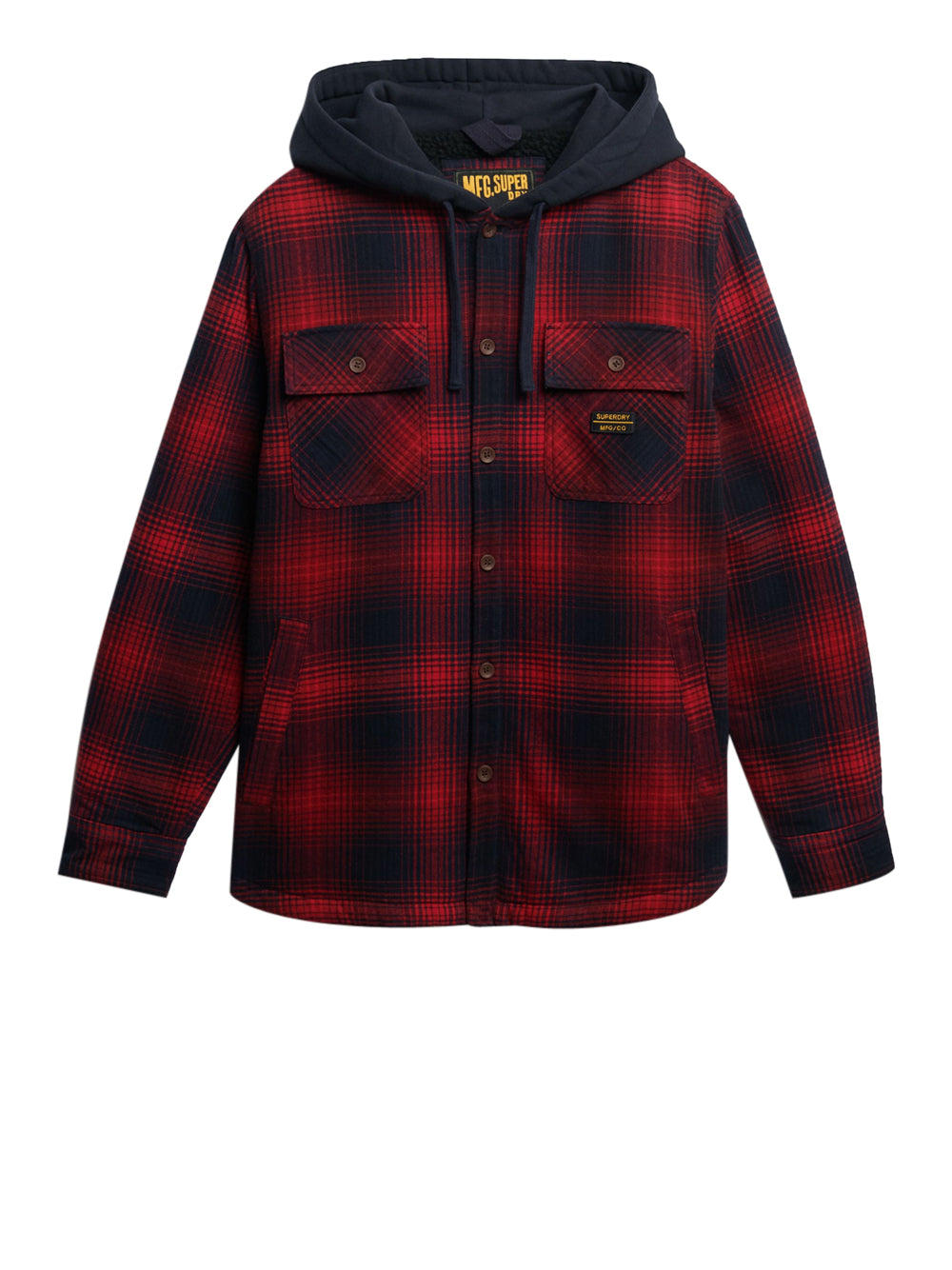 Camicia Casual Superdry Hooded Check da Uomo - Rosso