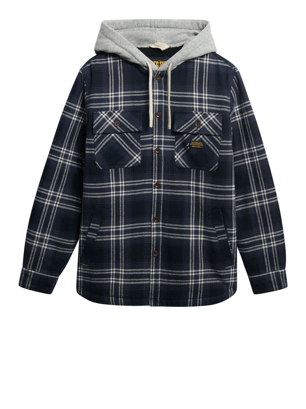 Camicia Casual Superdry Hooded Check da Uomo - Blu