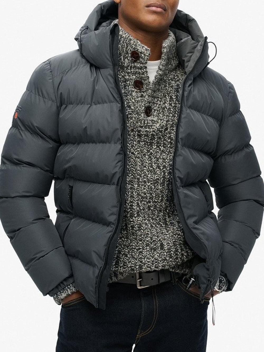 Piumino Superdry Sports Puffer da Uomo - Grigio