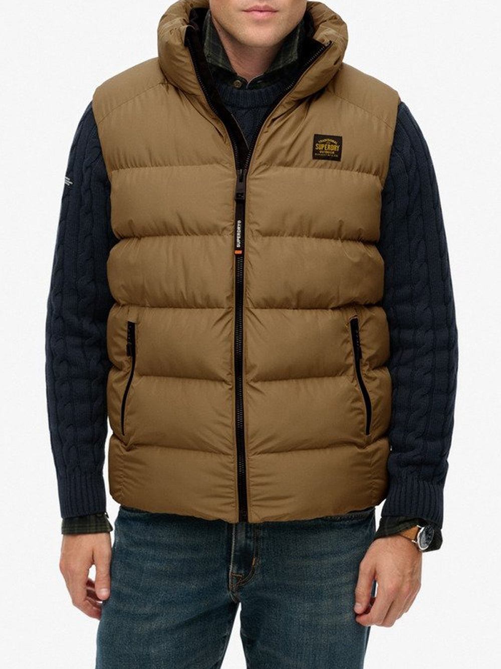 Smanicato Superdry Sports Puffer da Uomo - Marrone