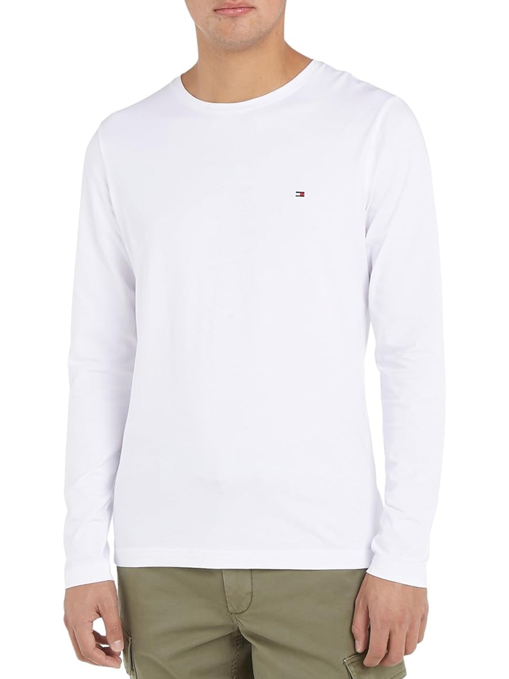 Tommy Hilfiger T-shitr Manica Lunga Uomo Mod. MW0MW10804 YBR Bianco