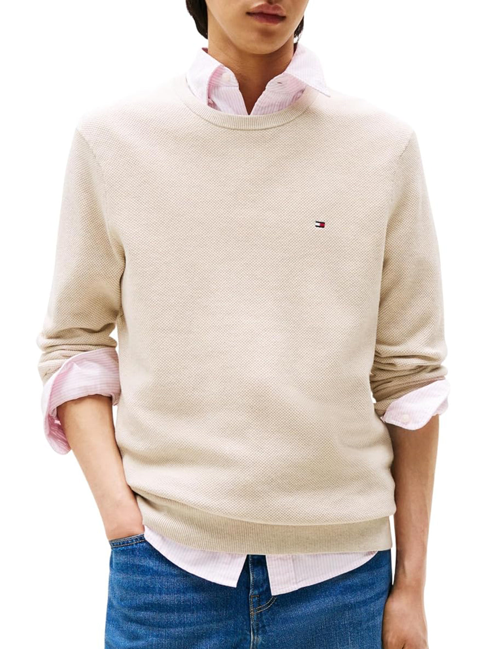 Tommy Hilfiger Pullover Uomo Mod. MW0MW36347 HGF Beige