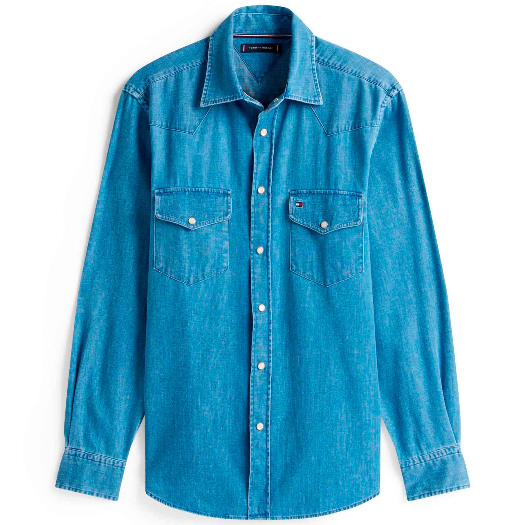 Tommy Hilfiger Camicia Manica Lunga Uomo Mod. MW0MW39429 1A4 DENIM Blu