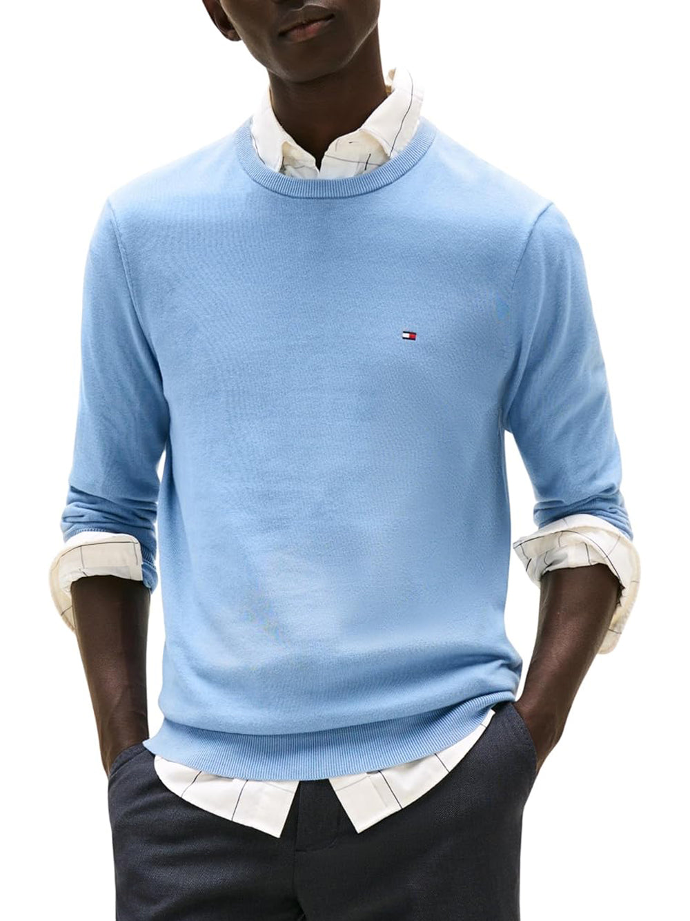 Tommy Hilfiger Pullover Uomo Mod. MW0MW39999 C2B Azzurro Blu