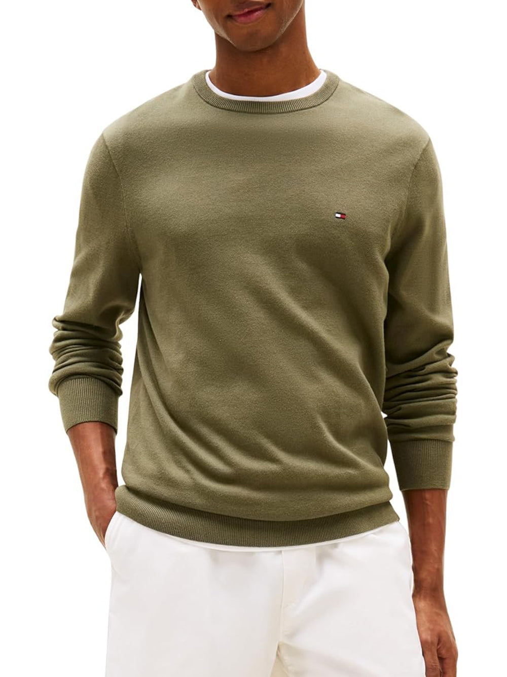 Tommy Hilfiger Pullover Uomo Mod. MW0MW39999 PLI Militare Verde