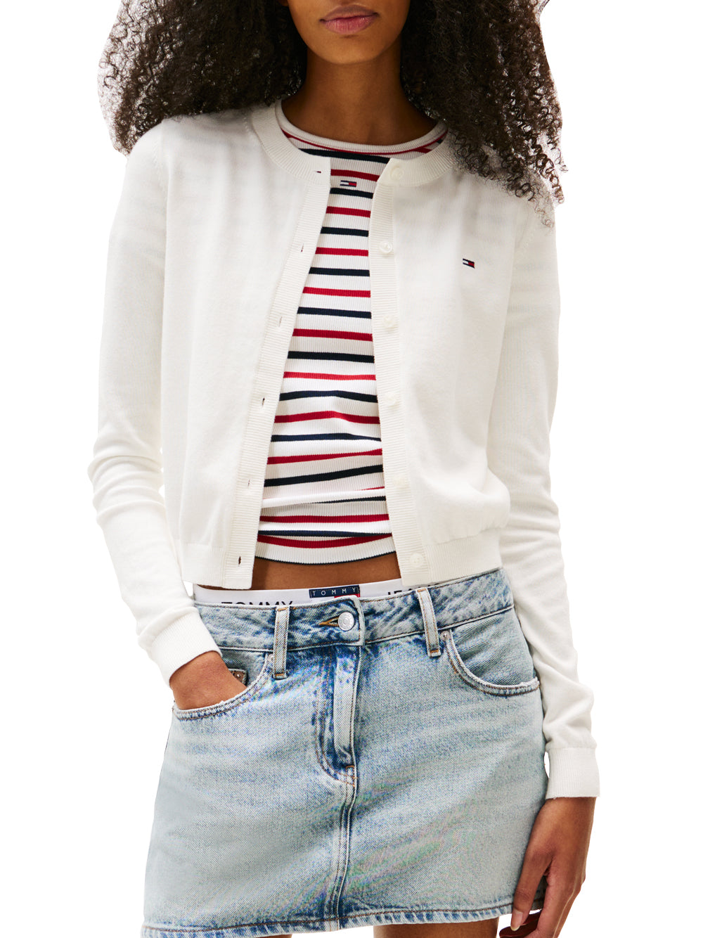 Tommy Hilfiger Tommy Hilfiger Cardigan Donna Mod. DW0DW20976 YBL Bianco