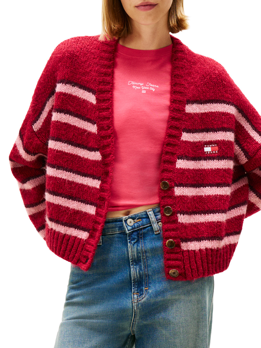 Tommy Hilfiger Tommy Hilfiger Cardigan Donna Mod. DW0DW21678 RIGA XJP Fragola Rosso