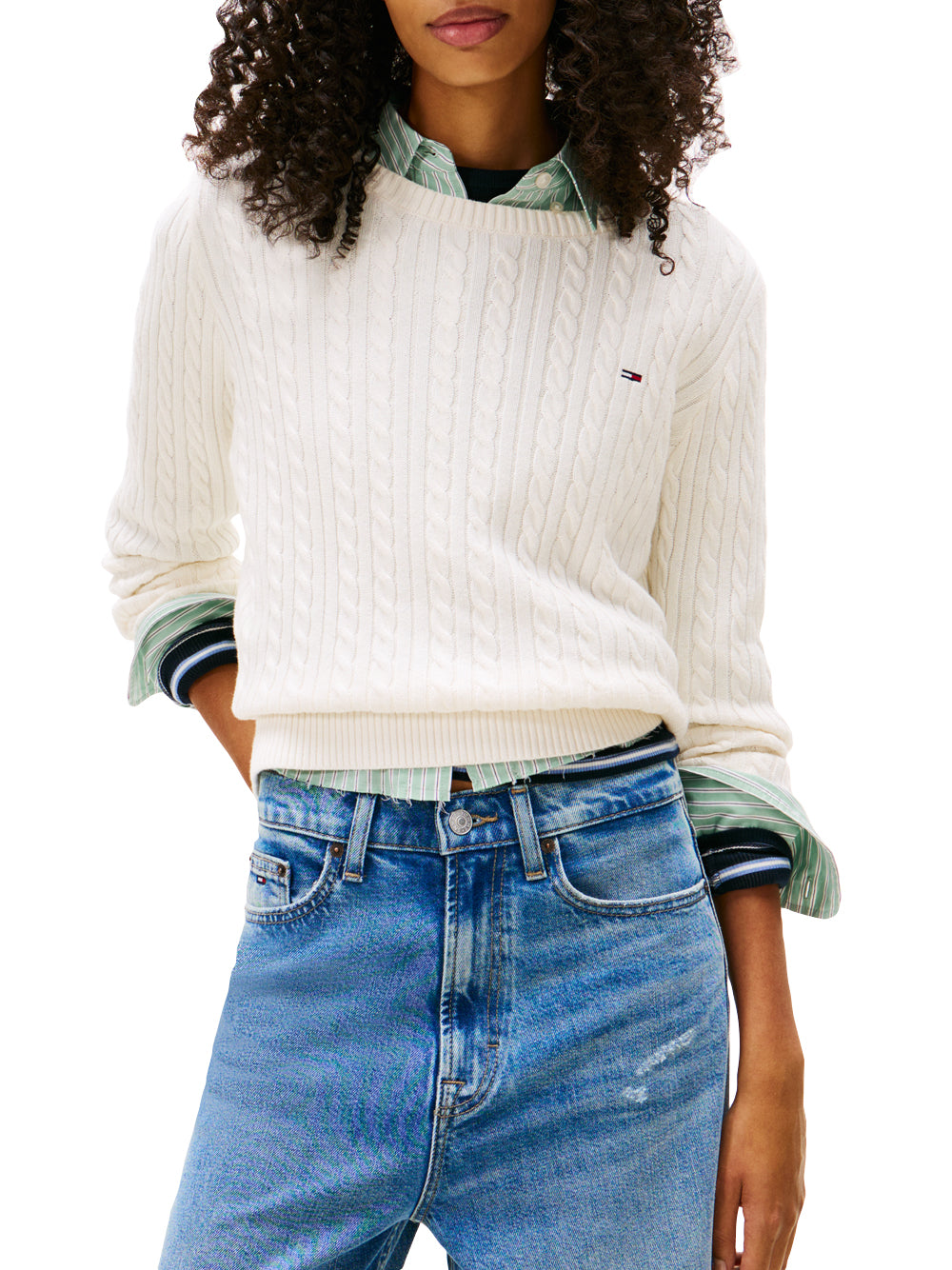 Tommy Hilfiger Tommy Hilfiger Maglia Donna Mod. DW0DW22165 YBH Panna Avorio