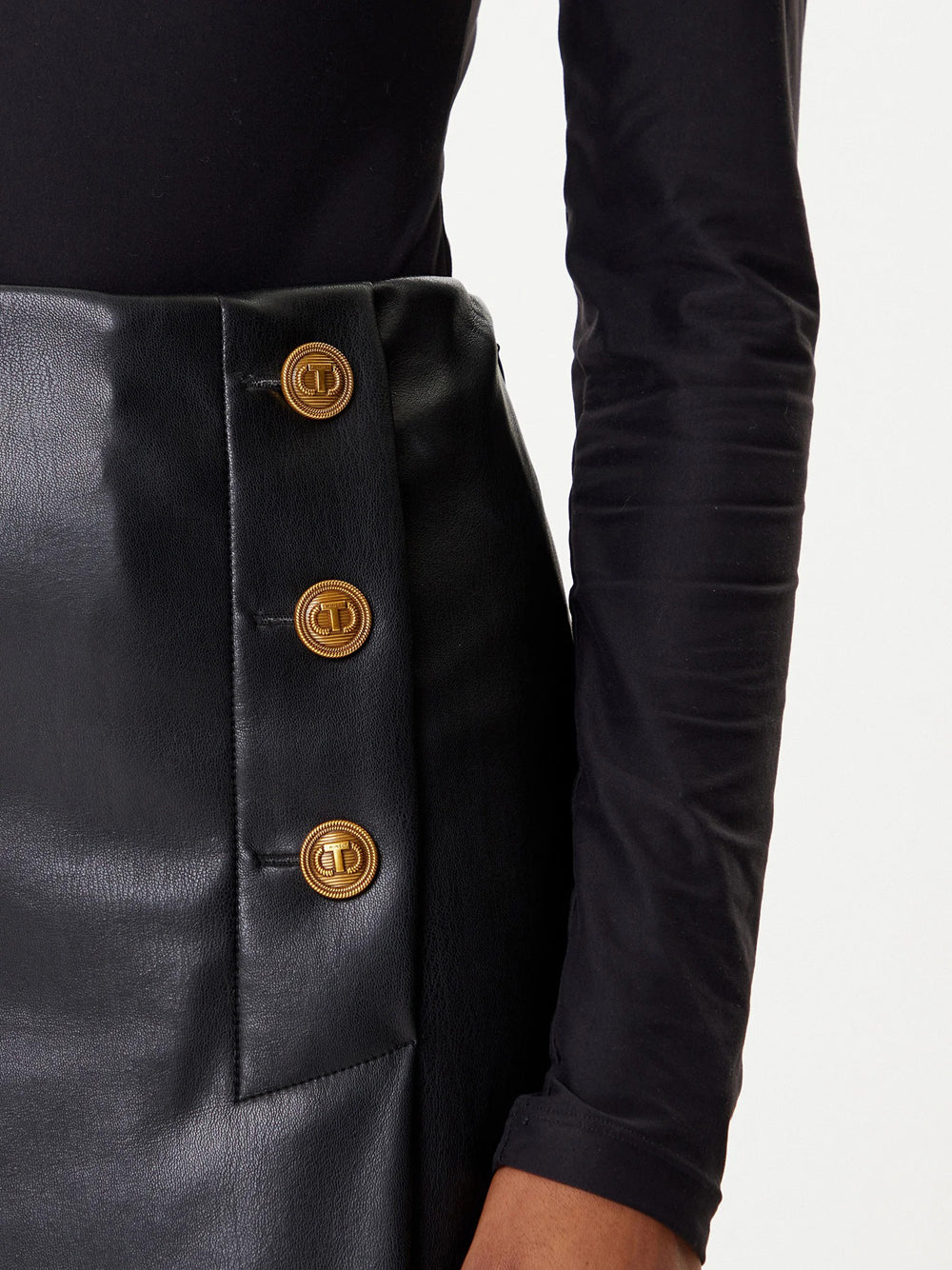 Gonna Longuette Twin Set Ecopelle da Donna - Nero