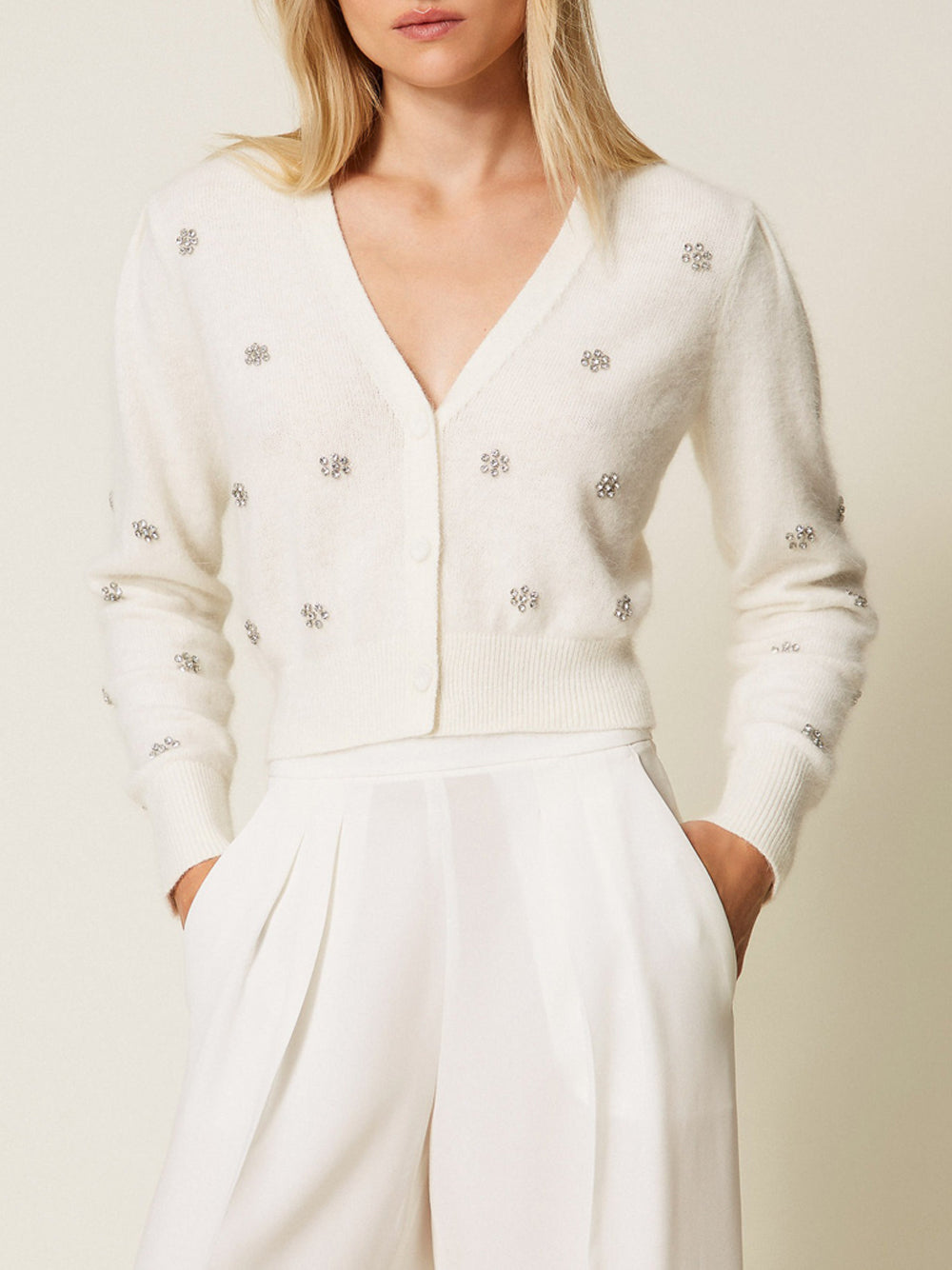 Cardigan Twin Set da Donna - Bianco
