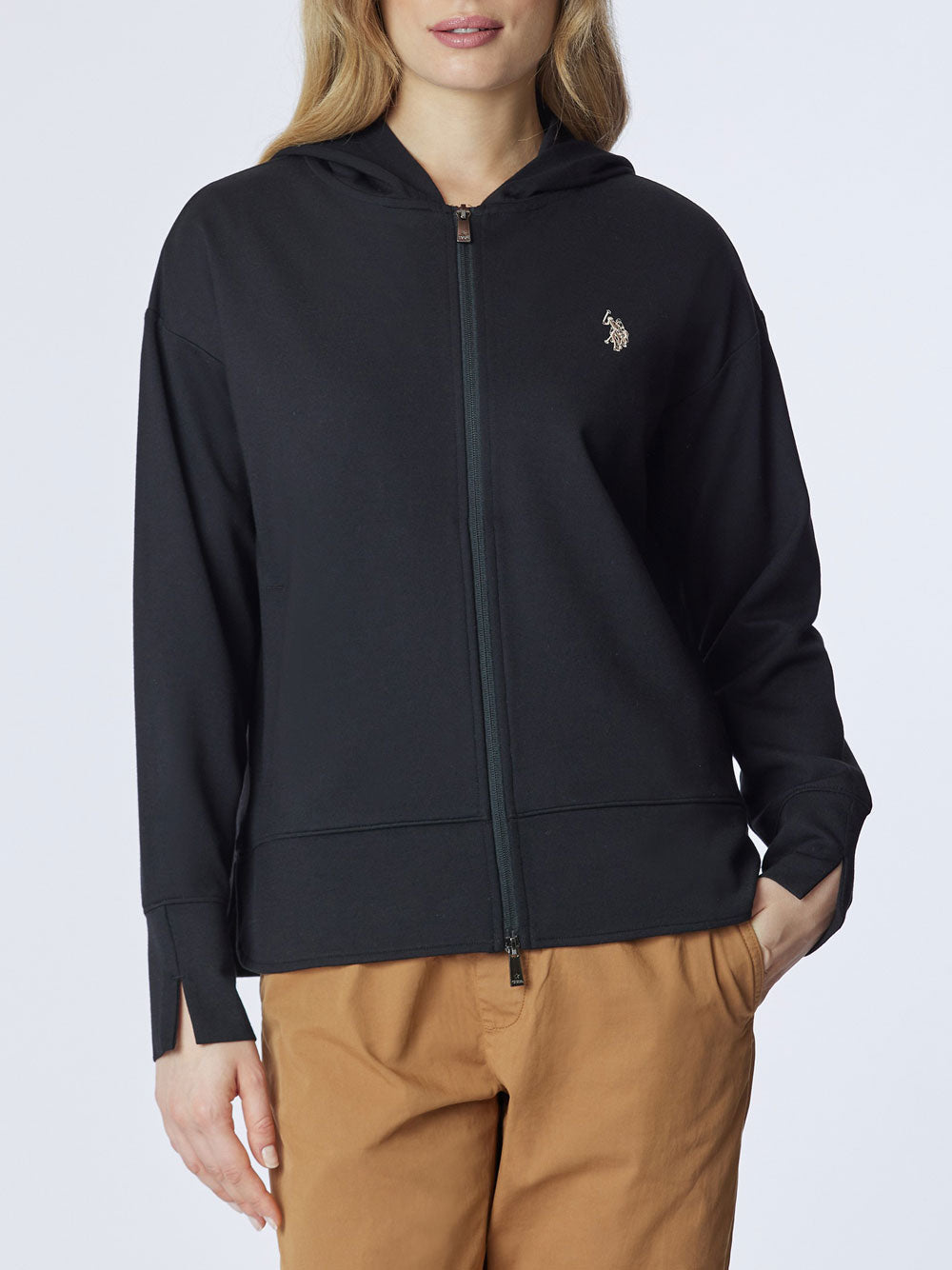 Felpa Zip U.S. Polo Assn. Dile da Donna - Nero