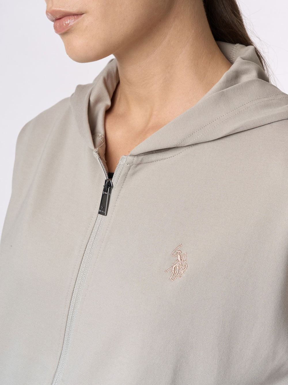 Felpa Zip U.S. Polo Assn. Dile da Donna - Avorio