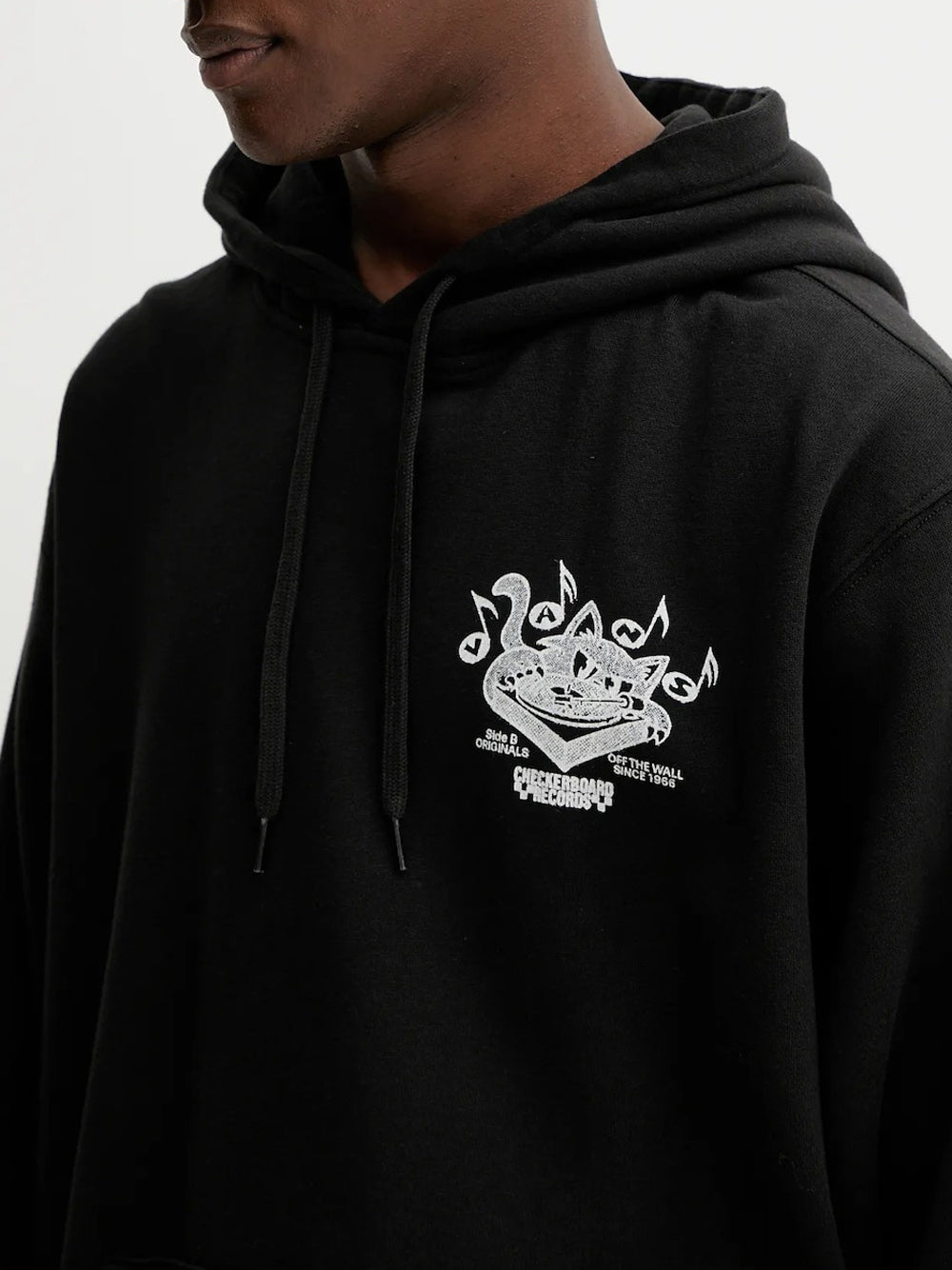 Felpa Cappuccio Vans Scratched Records da Uomo - Nero