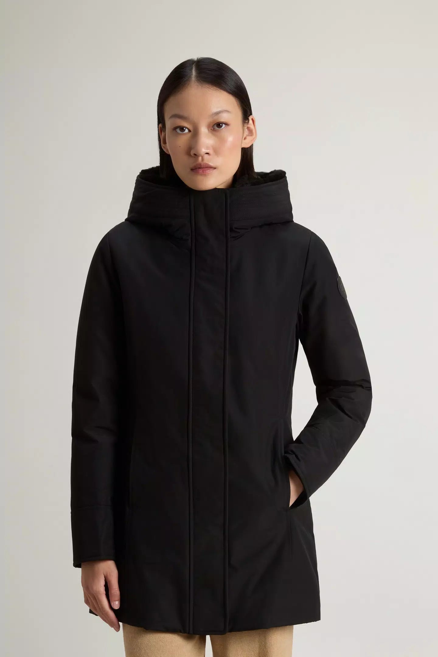 Woolrich Giubbotto boulder faux fur parka Donna Mod. CFWWOU0724FRUT0001 BLK BLACK Nero