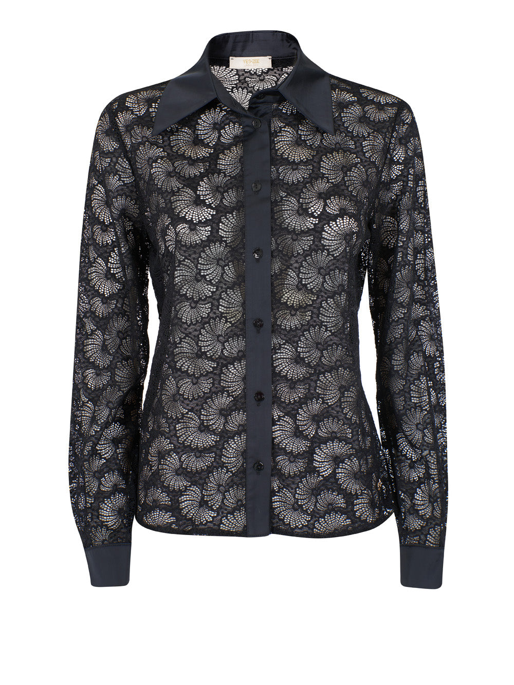 Camicia Yes Zee In Pizzo da Donna - Nero