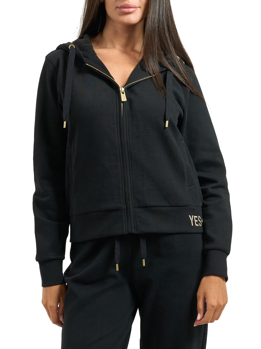 Felpa Zip Yes Zee da Donna - Nero
