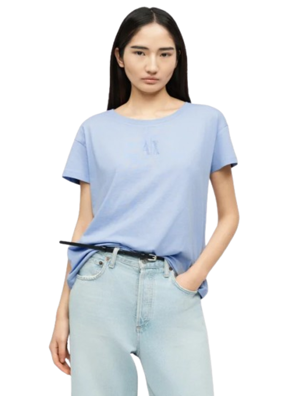 A|X Armani Exchange T-shirt Donna Mod. XW000830 AF10356 U3393 Celeste Blu