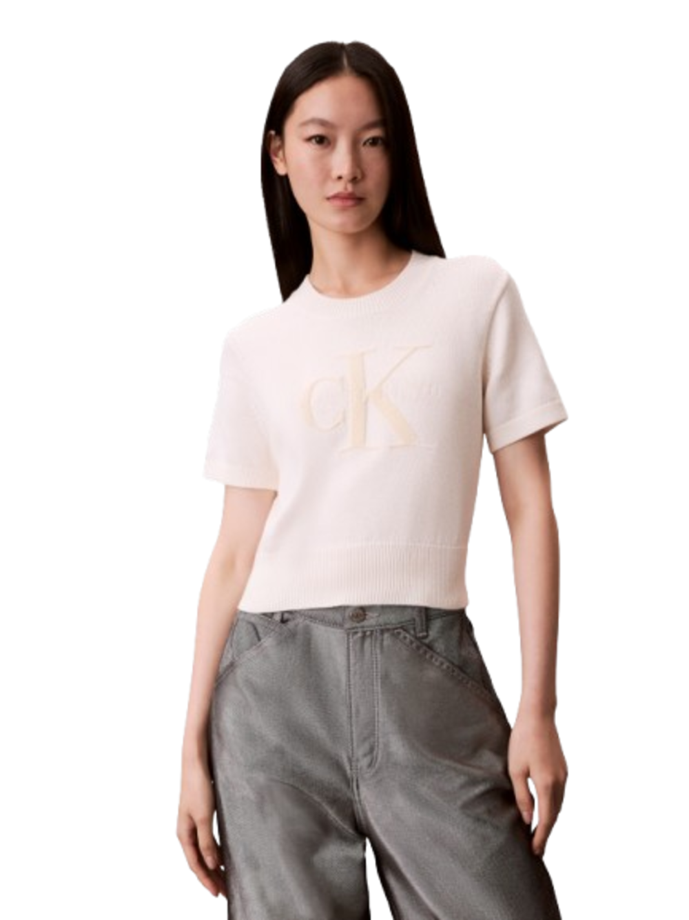 Calvin Klein Calvin Klein Jeans Maglia Donna Mod. LV044E306G YBH Panna Avorio