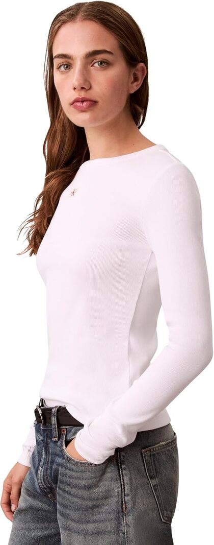 Calvin Klein Calvin Klein Jeans T-shitr Manica Lunga Donna Mod. LV04E205G YAA Bianco