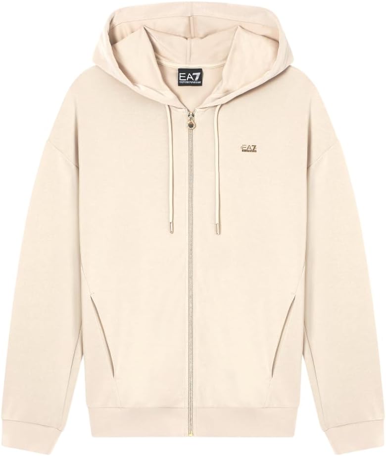 Ea7 Emporio Armani Felpa cappuccio Donna Mod. 7W000192 AF12643 U1088 Burro Avorio